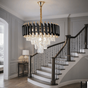 Lampadario in Cristallo VERSAILLES Nobile 5xE14, Diametro 40cm, Lampadari in Cristallo Oro Lucido e Nero Titolo predefinito Alessandro Design