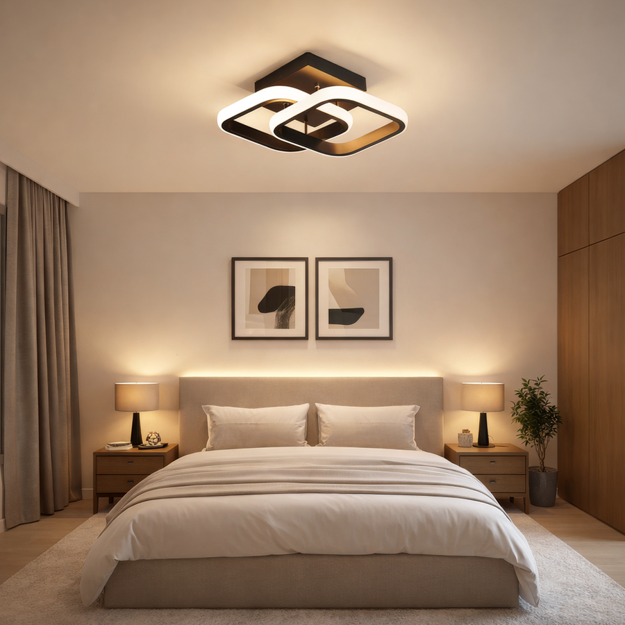 Lampadario LED VERTEX Matrix Diamanti sovrapposti, montatura in metallo, 24W, 2 Diamanti, Luce Fredda/Calda/Neutra 3000K/4000K/6000K, Nero, Metallo e Silicone Lampadario LED Titolo predefinito Alessandro Design