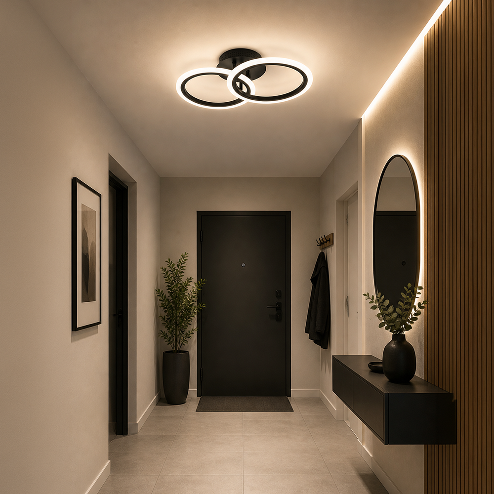 Lampadario LED con telecomando BETTY 27W, 2 Cerchi, Luce Fredda/Calda/Neutra, Dimmerabile, Nero Lampadari LED con Telecomando Titolo predefinito Alessandro Design