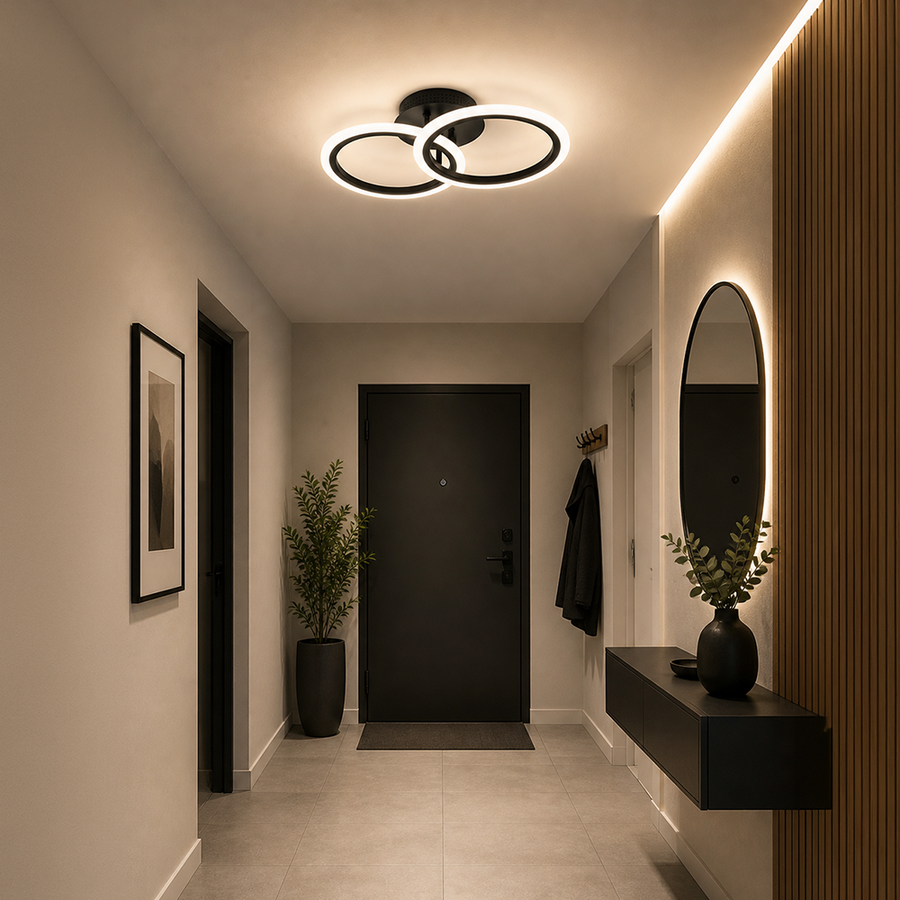 Lampadario LED con telecomando BETTY 27W, 2 Cerchi, Luce Fredda/Calda/Neutra, Dimmerabile, Nero Lampadari LED con Telecomando Titolo predefinito Alessandro Design