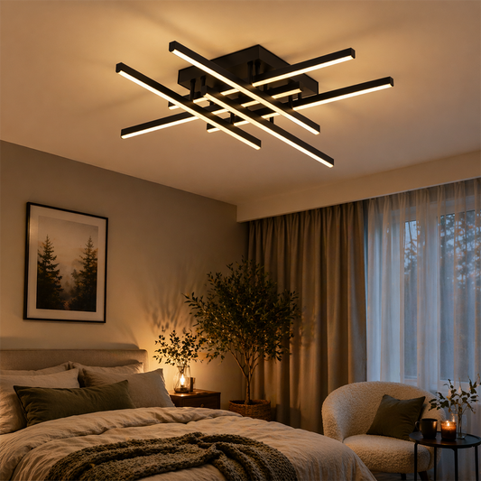 Lampadario LED con Telecomando LINEX, 81W, 6 Elementi, Lineare, Luce Fredda/Calda/Neutra, Dimmerabile, Nero Lampadari LED con Telecomando Titolo predefinito Alessandro Design