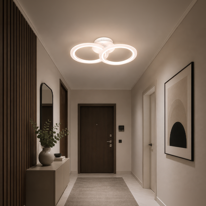 Lampadario a LED con telecomando BETTY 27W, 2 Cerchi, Luce Fredda/Calda/Neutra, Dimmerabile, Lampadario a LED Bianco con telecomando Titolo predefinito Alessandro Design