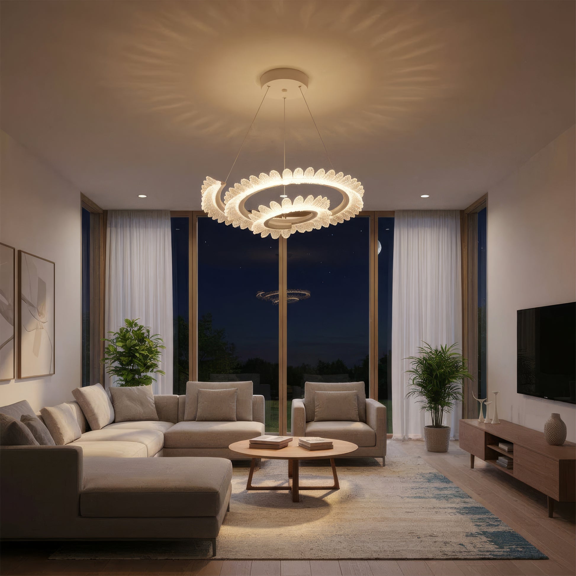 Lampadario LED con telecomando LT188WH, Cristallo e metallo, 40W, Dimmerabile, Altezza regolabile, Luce fredda/calda/neutra, Illuminazione di lusso Lampadari LED con telecomando Titolo predefinito Alessandro Design