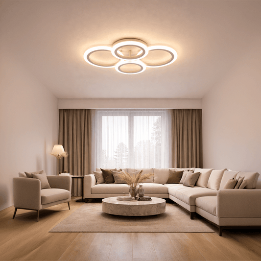 Lampadario a LED con telecomando BETTY 43W, 4 Cerchi, Luce Fredda/Calda/Neutra, Dimmerabile, Lampadario a LED Bianco con telecomando Titolo predefinito Alessandro Design
