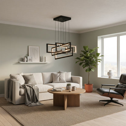 Lampadario LED con Telecomando, Sospensione 96W, 4 Elementi, Luce Fredda/Calda/Neutra, Dimmerabile, Altezza Regolabile, Nero Lampadari LED con Telecomando Titolo predefinito Alessandro Design