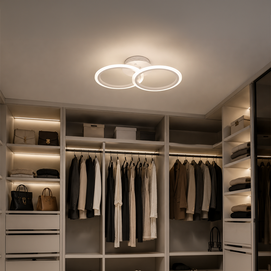 Lampadario a LED con telecomando BETTY 27W, 2 Cerchi, Luce Fredda/Calda/Neutra, Dimmerabile, Lampadario a LED Bianco con telecomando Titolo predefinito Alessandro Design