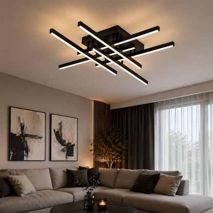 Lampadario LED con Telecomando LINEX, 81W, 6 Elementi, Lineare, Luce Fredda/Calda/Neutra, Dimmerabile, Nero Lampadari LED con Telecomando Titolo predefinito Alessandro Design