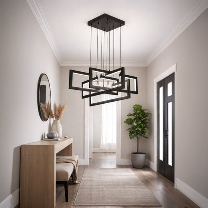 Lampadario LED con Telecomando, Sospensione 96W, 4 Elementi, Luce Fredda/Calda/Neutra, Dimmerabile, Altezza Regolabile, Nero Lampadari LED con Telecomando Titolo predefinito Alessandro Design