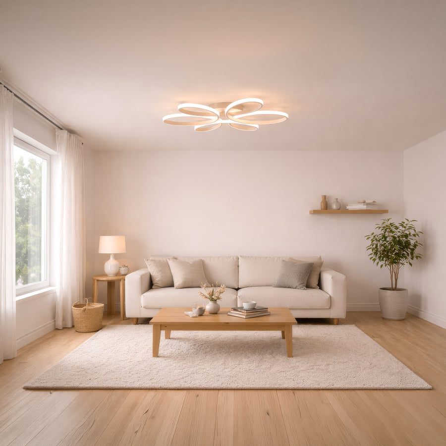 Lampadario a LED con telecomando ELIZA, 63W, Luce Fredda/Calda/Neutra, Dimmerabile, Lampadario a LED Bianco con telecomando Titolo predefinito Alessandro Design