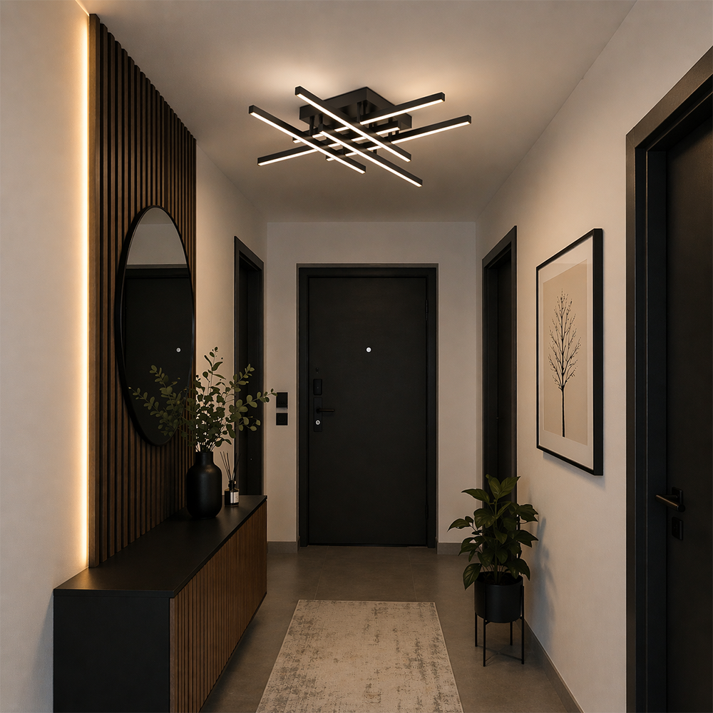 Lampadario LED con Telecomando LINEX, 81W, 6 Elementi, Lineare, Luce Fredda/Calda/Neutra, Dimmerabile, Nero Lampadari LED con Telecomando Titolo predefinito Alessandro Design