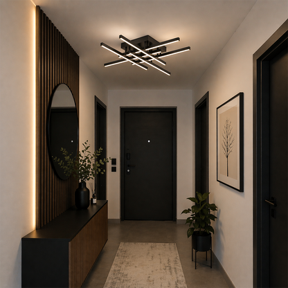 Lampadario LED con Telecomando LINEX, 81W, 6 Elementi, Lineare, Luce Fredda/Calda/Neutra, Dimmerabile, Nero Lampadari LED con Telecomando Titolo predefinito Alessandro Design