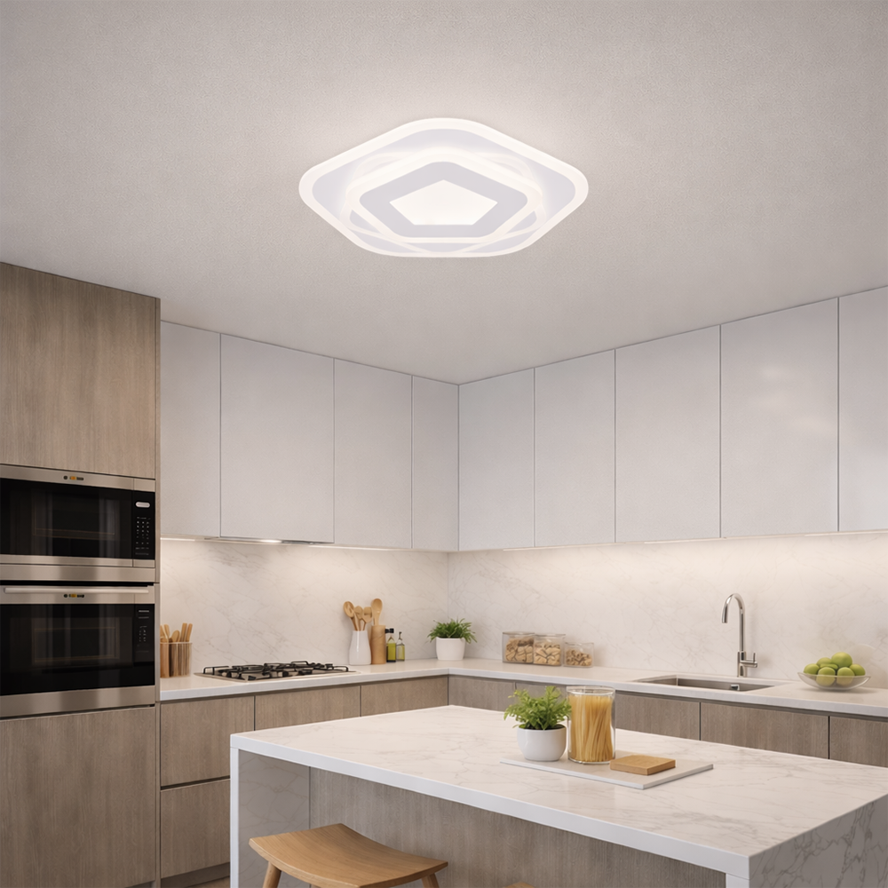 Lampadario LED con Telecomando PENTAGON 59W, 40cm, Luce Fredda/Calda/Neutra 3000K/4000K/6000K, Bianco, Metallo e Acrilico Lampadari LED con Telecomando Titolo predefinito Alessandro Design