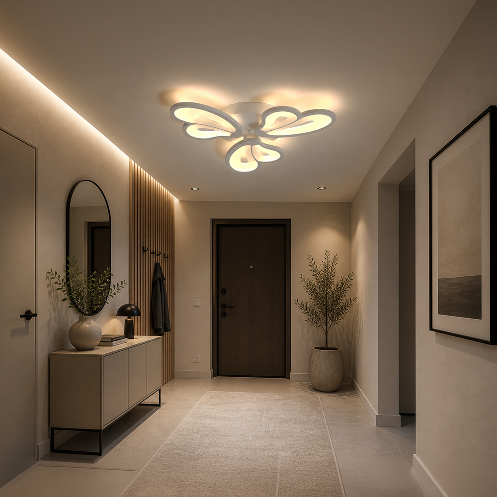 Lampadario a LED con telecomando BLOSSOM 40W, 3 Petali, Luce Fredda/Calda/Neutra, Dimmerabile, Lampadario a LED Bianco con telecomando Titolo predefinito Alessandro Design