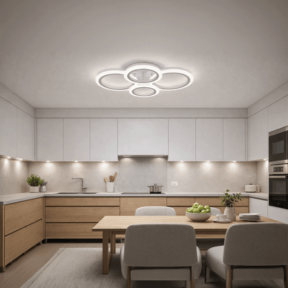 Lampadario a LED con telecomando BETTY 43W, 4 Cerchi, Luce Fredda/Calda/Neutra, Dimmerabile, Lampadario a LED Bianco con telecomando Titolo predefinito Alessandro Design