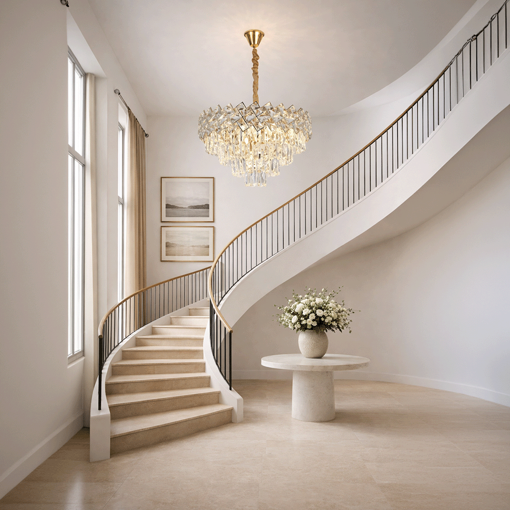 Lampadario in Cristallo WINDSOR Elegance 8x E14, Diametro 39cm, Oro Lucido, Altezza Regolabile, Metallo e Cristallo Lampadari in Cristallo Titolo predefinito Alessandro Design