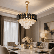Lampadario in Cristallo VERSAILLES Nobile 5xE14, Diametro 40cm, Lampadari in Cristallo Oro Lucido e Nero Titolo predefinito Alessandro Design
