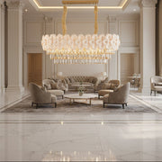 Lampadario in Cristallo PETAL Regalis 12xE14, 80x30 cm, Oro, Altezza Regolabile, Metallo e Cristallo Lampadari in Cristallo Titolo predefinito Alessandro Design
