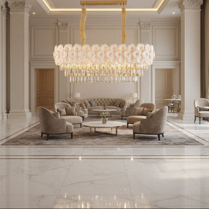 Lampadario in Cristallo PETAL Regalis 12xE14, 80x30 cm, Oro, Altezza Regolabile, Metallo e Cristallo Lampadari in Cristallo Titolo predefinito Alessandro Design