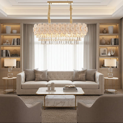Lampadario in Cristallo PETAL Regalis 12xE14, 80x30 cm, Oro, Altezza Regolabile, Metallo e Cristallo Lampadari in Cristallo Titolo predefinito Alessandro Design