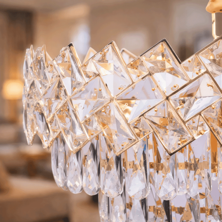 Lampadario in Cristallo WINDSOR Elegance 8x E14, Diametro 39cm, Oro Lucido, Altezza Regolabile, Metallo e Cristallo Lampadari in Cristallo Titolo predefinito Alessandro Design