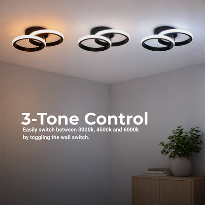 Lampadario LED VERTEX CIRCULA 21W, 2 Cerchi, Strutture in Metallo, Luce Fredda/Calda/Neutra 3000K/4000K/6000K, Nero, Lampadari LED in metallo Titolo predefinito Alessandro Design