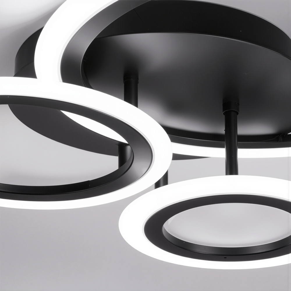 Lampadario LED con telecomando BETTY 40W, 3 Cerchi, Luce Fredda/Calda/Neutra, Dimmerabile, Nero Lampadari LED con Telecomando Titolo predefinito Alessandro Design