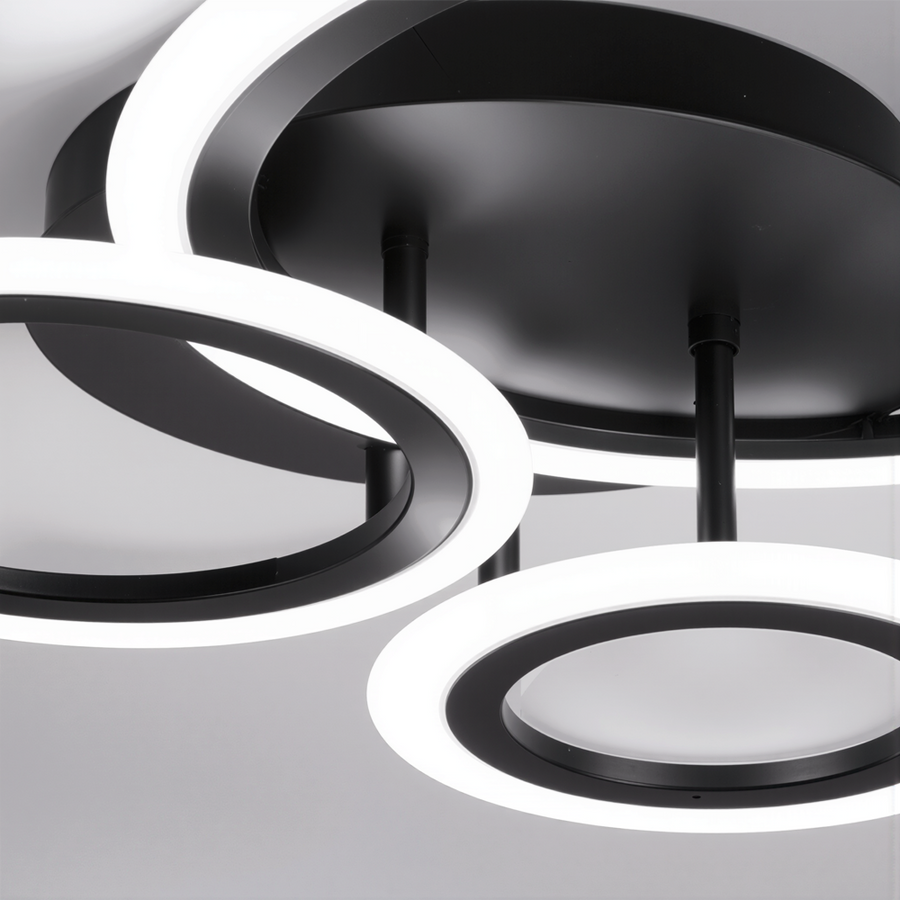 Lampadario LED con telecomando BETTY 40W, 3 Cerchi, Luce Fredda/Calda/Neutra, Dimmerabile, Nero Lampadari LED con Telecomando Titolo predefinito Alessandro Design
