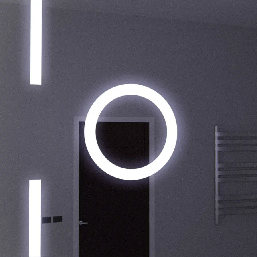 Specchio rettangolare a LED, 120x80 cm, sensore Marcello MotionGlow, sistema antiappannamento, orologio e termometro, lente d'ingrandimento cosmetica, Specchi Marcello dimmerabili Titolo predefinito Alessandro Design