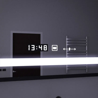 Specchio rettangolare a LED, 120x80 cm, sensore Marcello MotionGlow, sistema antiappannamento, orologio e termometro, lente d'ingrandimento cosmetica, Specchi Marcello dimmerabili Titolo predefinito Alessandro Design