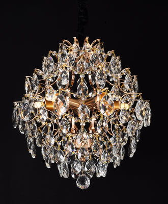 Lampadario in Cristallo CRYSTARA Nobile, 5x E14, Diametro 40cm, Oro Lucido