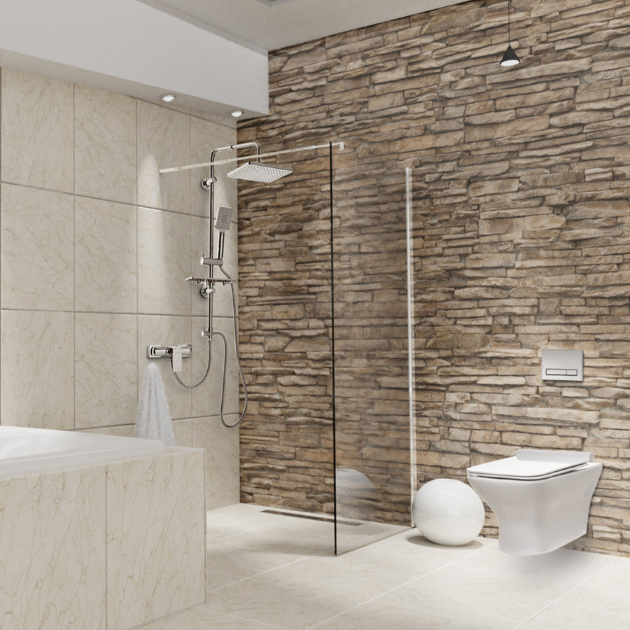 Parete doccia walk-in 100x195 cm, vetro di sicurezza da 8 mm, trasparente, profilo metallico resistente Cabina doccia Titolo predefinito Alessandro Design