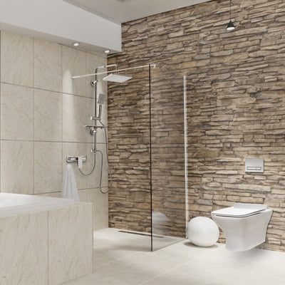 Parete doccia walk-in 100x195 cm, vetro di sicurezza da 8 mm, trasparente, profilo metallico resistente