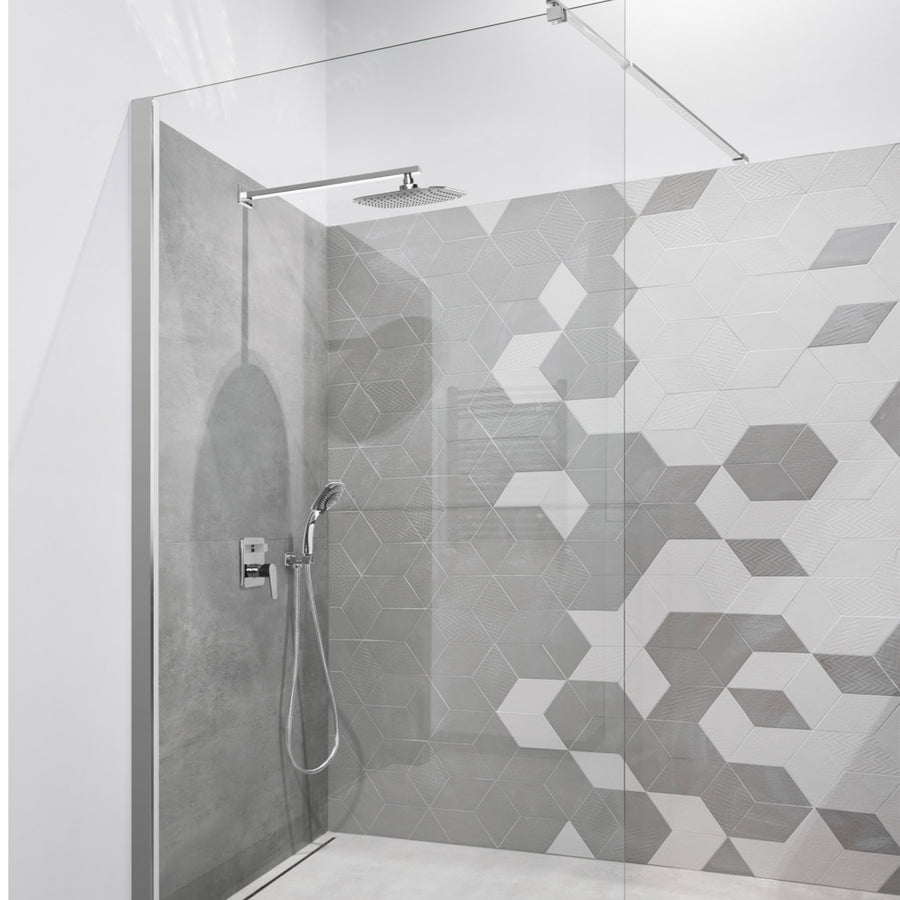 Parete doccia walk-in 90x195 cm, vetro di sicurezza 8 mm, trasparente, profilo metallico resistente Cabina doccia Titolo predefinito Alessandro Design