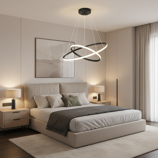 Lampadario a sospensione a LED RICCI 25W, 2 Cerchi, Luce Fredda/Calda/Neutra, Nero, Lampadari Moderni Regolabili in Altezza Titolo predefinito Alessandro Design
