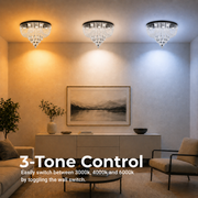 MAGE Lampadario LED in Cristallo Eleganza, 26W, Luce Calda/Neutra/Fredda, Diametro 50cm, Cromo Lucido
