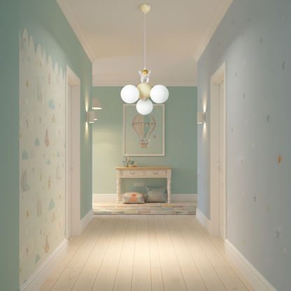 Lampadario ASTRONAUT, 3xG9, D30 cm, Metallo Resina, Oro Bianco Lampadari per bambini Titolo predefinito Alessandro Design