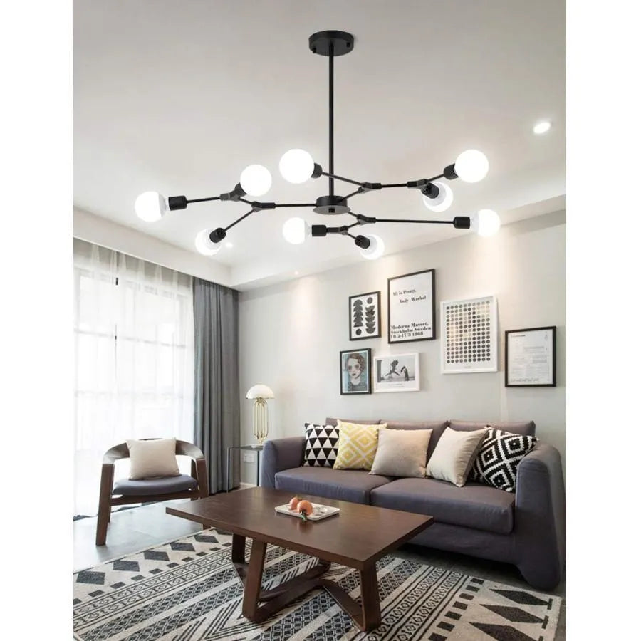 Lustra Architek Nona, 9x E27, Nero, Metallo Lustre Industrial Titolo predefinito Alessandro Design