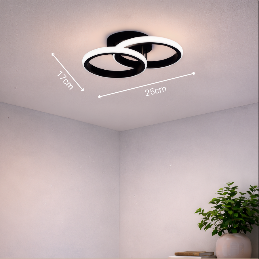 Lampadario LED VERTEX CIRCULA 21W, 2 Cerchi, Strutture in Metallo, Luce Fredda/Calda/Neutra 3000K/4000K/6000K, Nero, Lampadari LED in metallo Titolo predefinito Alessandro Design
