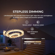 Lampadario LED con telecomando LT188WH, Cristallo e metallo, 40W, Dimmerabile, Altezza regolabile, Luce fredda/calda/neutra, Illuminazione di lusso Lampadari LED con telecomando Titolo predefinito Alessandro Design