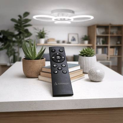 Lampadario a LED con telecomando BETTY 43W, 4 Cerchi, Luce Fredda/Calda/Neutra, Dimmerabile, Lampadario a LED Bianco con telecomando Titolo predefinito Alessandro Design