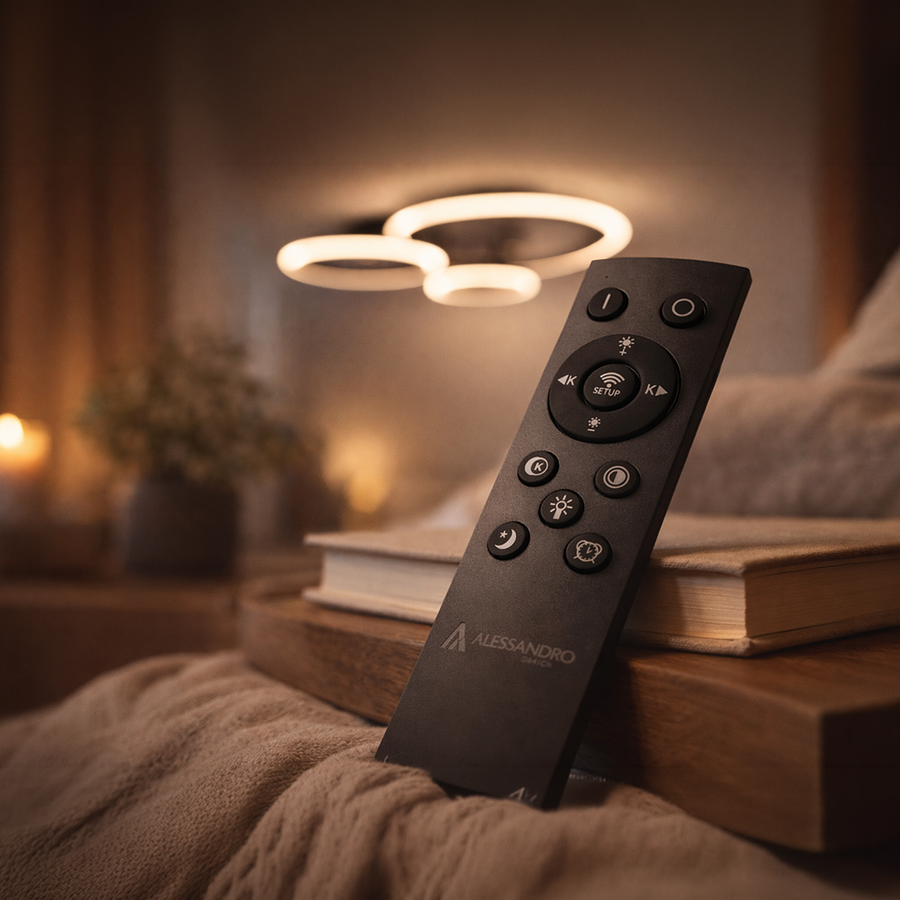 Lampadario LED con telecomando BETTY 40W, 3 Cerchi, Luce Fredda/Calda/Neutra, Dimmerabile, Nero Lampadari LED con Telecomando Titolo predefinito Alessandro Design