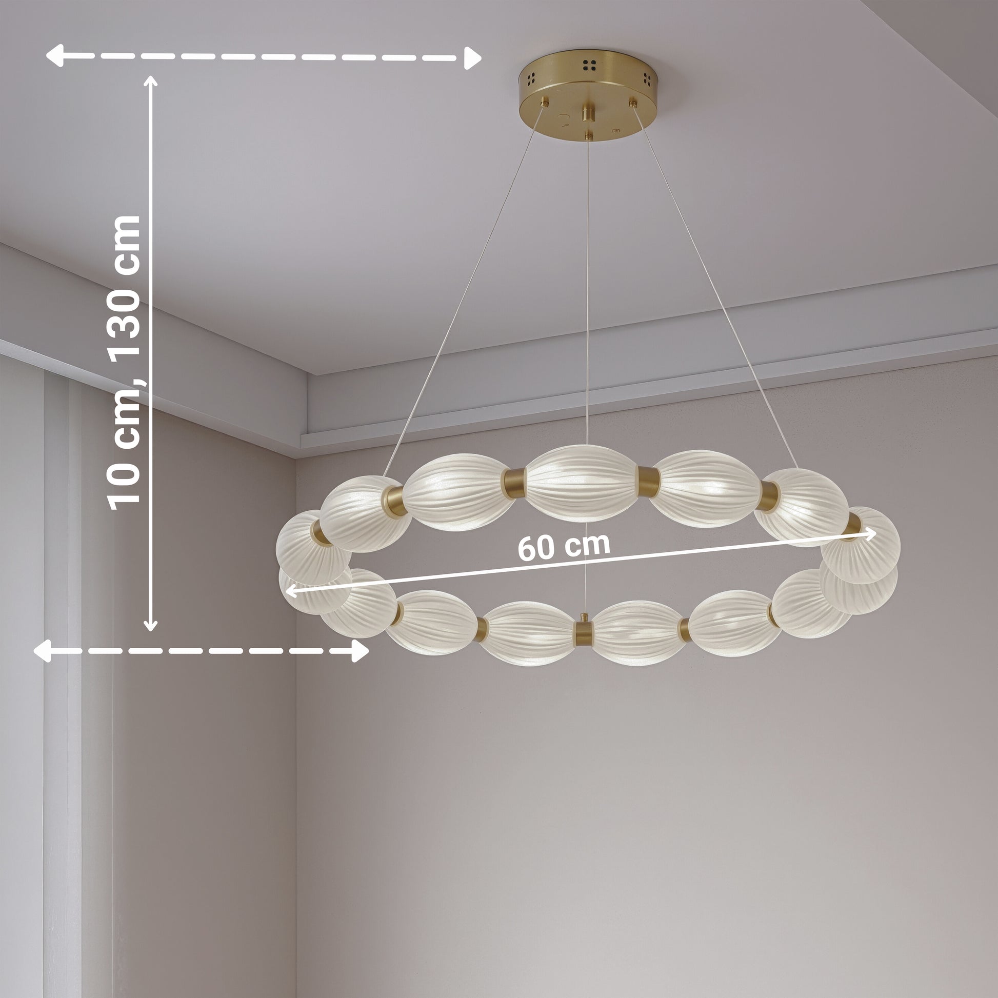 Lampadario LED a sospensione FAUSTO II, 42W, Luce Fredda/Calda/Neutra, Altezza regolabile, Lampadari Moderni Oro Titolo predefinito Alessandro Design