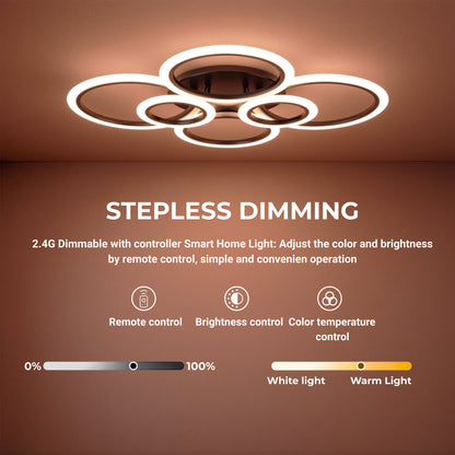 Lampadario LED con Telecomando BETTY 82W, 6 Cerchi, Luce Fredda/Calda/Neutra, Dimmerabile, Lampadari LED Neri con Telecomando Titolo predefinito Alessandro Design