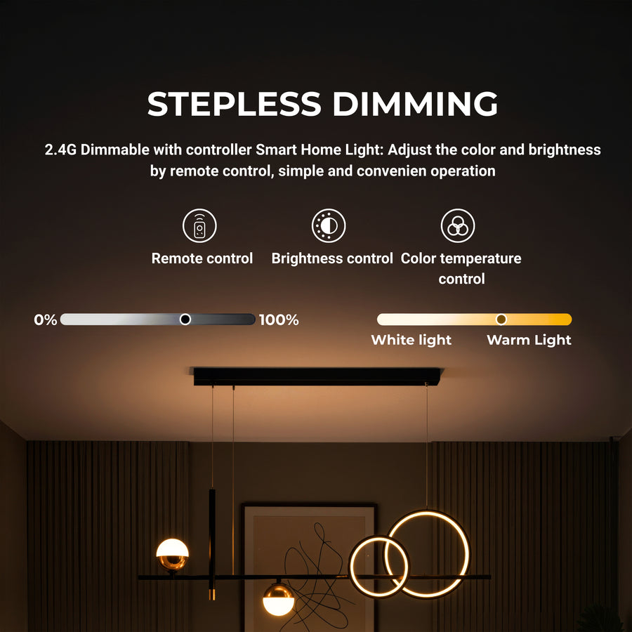 Lampadario LED a sospensione con telecomando DAMARA 44W, Luce Fredda/Calda/Neutra, Dimmerabile, Nero, Altezza Regolabile Lampadari LED con Telecomando Titolo predefinito Alessandro Design