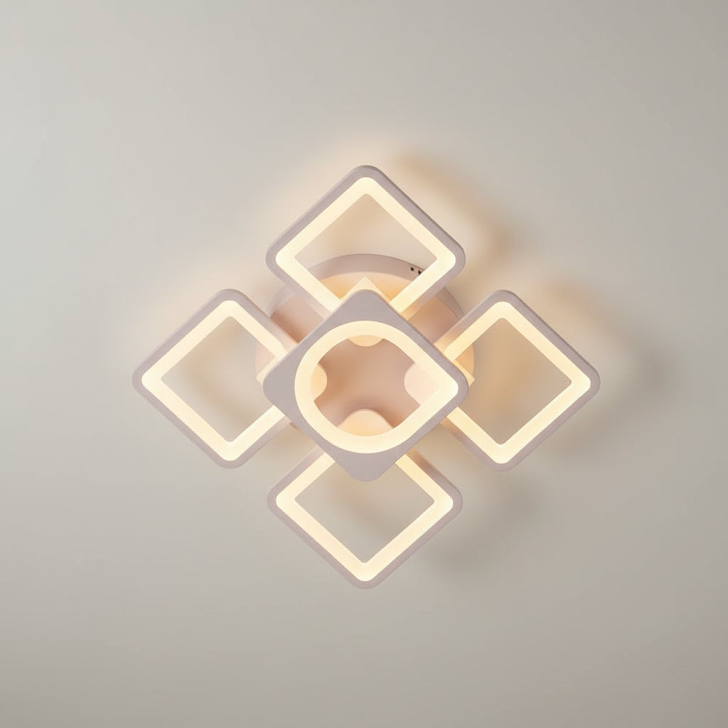 Lustra LED cu telecomanda ZOE 70W, 5 Patrate, lumina Rece/Calda/Neutra, Dimabila, Alb Lustre LED cu Telecomanda Default Title Alessandro Design
