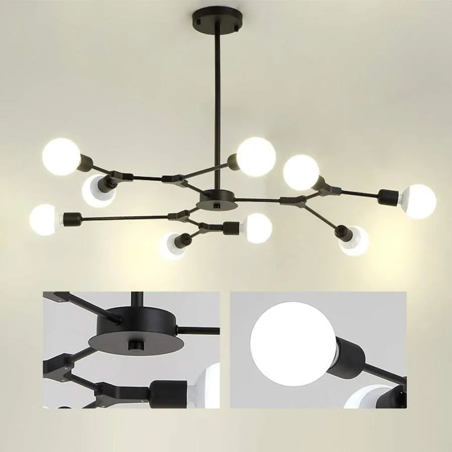 Lustra Architek Nona, 9x E27, Nero, Metallo Lustre Industrial Titolo predefinito Alessandro Design