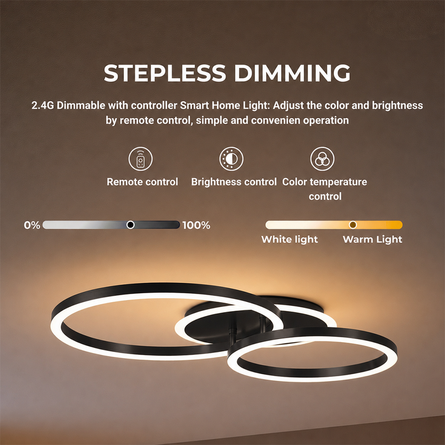 Lampadario LED con telecomando RINOVA 66W, 2 Cerchi, Luce Fredda/Calda/Neutra, Dimmerabile, Nero Lampadari LED con Telecomando Titolo predefinito Alessandro Design