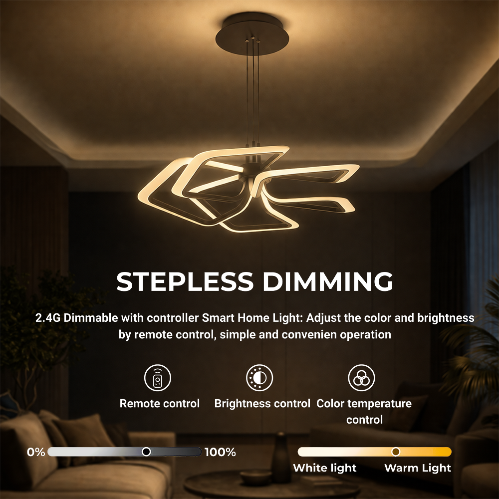 Lampadario LED a Sospensione con Telecomando 103W, 5 Quadrati, Luce Fredda/Calda/Neutra, Dimmerabile, Lampadari LED Neri con Telecomando Titolo predefinito Alessandro Design