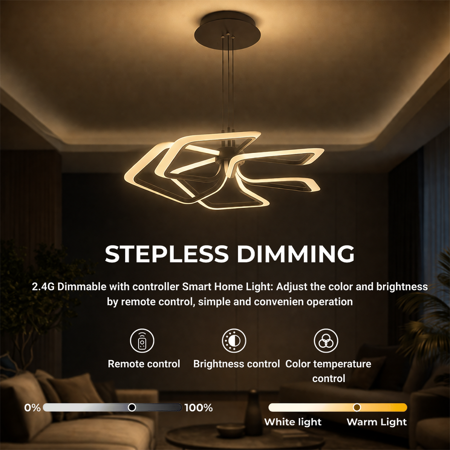 Lampadario LED a Sospensione con Telecomando 103W, 5 Quadrati, Luce Fredda/Calda/Neutra, Dimmerabile, Lampadari LED Neri con Telecomando Titolo predefinito Alessandro Design