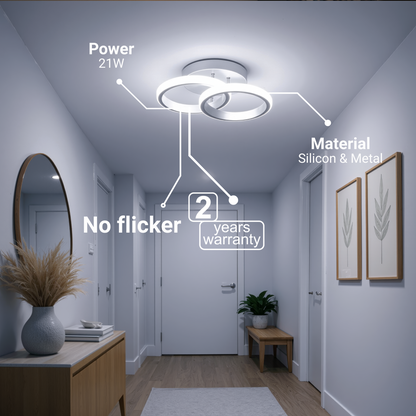 Lampadario LED VERTEX CIRCULA 21W, 2 Cerchi, Strutture in Metallo, Luce Fredda/Calda/Neutra, Lampadari LED Bianchi Titolo predefinito Alessandro Design